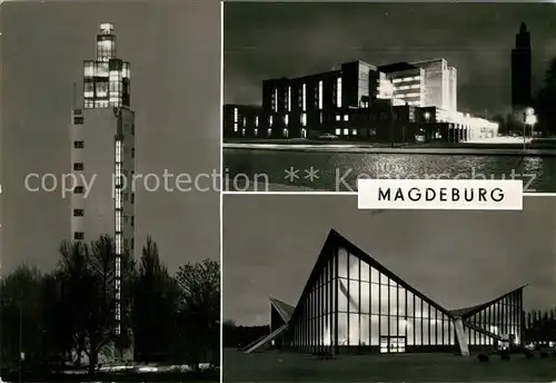 AK / Ansichtskarte Magdeburg Aussichtsturm Stadthalle Ausstellungszentrum Kulturpark Rotehorn Kat. Magdeburg