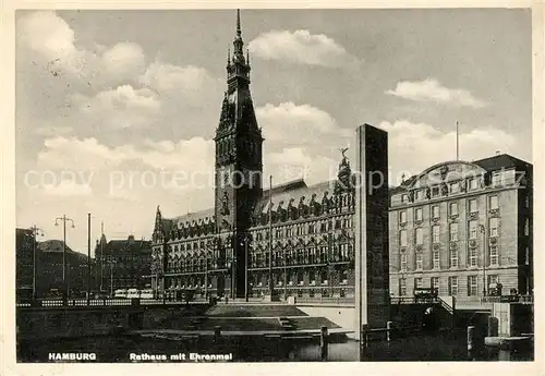 AK / Ansichtskarte Hamburg Rathaus mit Ehrenmal Kat. Hamburg