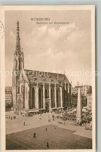 AK / Ansichtskarte Wuerzburg Marktplatz mit Marienkirche Kat. Wuerzburg