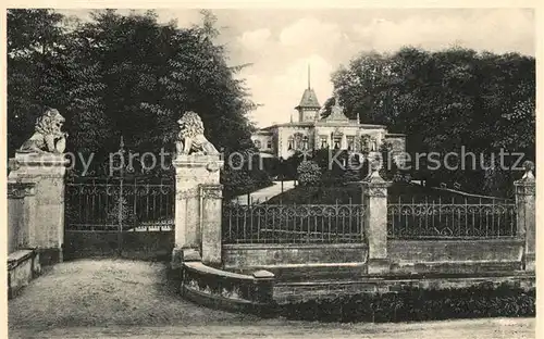 AK / Ansichtskarte Bad Kreischa Schloss Loewenskulpturen