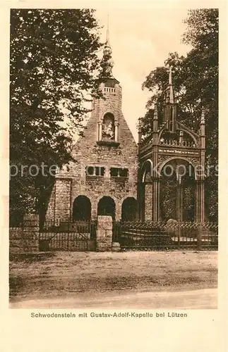 AK / Ansichtskarte Luetzen Schwedenstein mit Gustav Adolf Kapelle Kat. Luetzen