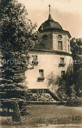 AK / Ansichtskarte Zittau Stadtgaertnerei mit Blumenuhr Kat. Zittau