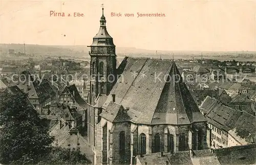 AK / Ansichtskarte Pirna Blick vom Sonnenstein Kirche Kat. Pirna