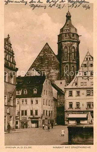 AK / Ansichtskarte Pirna Markt mit Stadtkirche Kat. Pirna