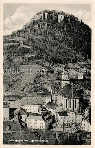 AK / Ansichtskarte Koenigstein Saechsische Schweiz mit Jugendwerkhof Kirche Festung Kat. Koenigstein Saechsische Schweiz