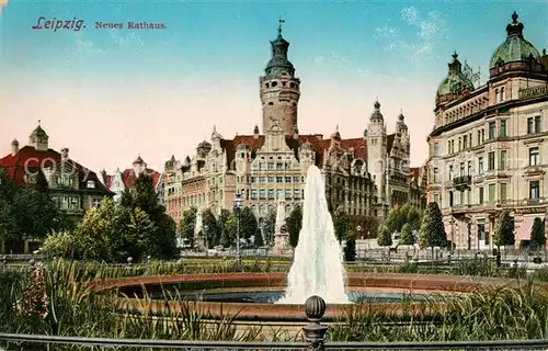 AK / Ansichtskarte Leipzig Neues Rathaus Springbrunnen Kat. Leipzig