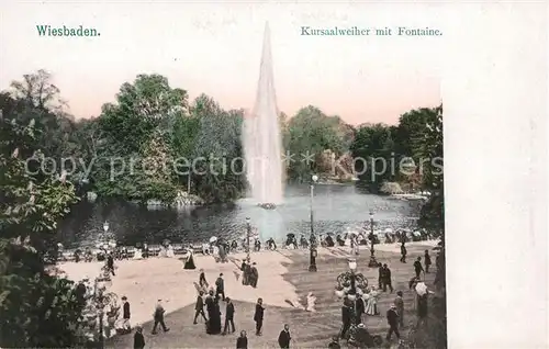 AK / Ansichtskarte Wiesbaden Kursaalweiher mit Fontaine Kat. Wiesbaden