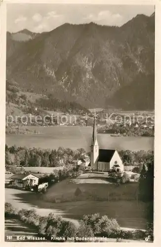 AK / Ansichtskarte Bad Wiessee Kirche mit Bodenschneid Kat. Bad Wiessee