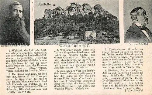 AK / Ansichtskarte Staffelberg mit Gedicht Portraets Valentin und V. von Scheffel Kat. Bad Staffelstein