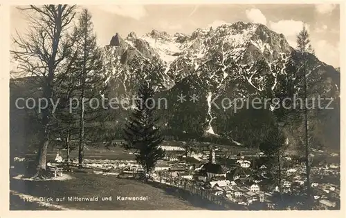 AK / Ansichtskarte Mittenwald Bayern mit Karwendel Kat. Mittenwald