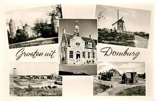 AK / Ansichtskarte Domburg Kasteel Westhove Raadhuis Molen Panorama Kat. Niederlande