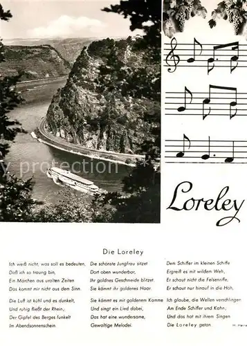 AK / Ansichtskarte Loreley Lorelei Rheinpartie Liedtext Kat. Sankt Goarshausen