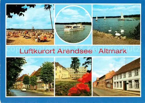 AK / Ansichtskarte Arendsee Altmark Badestrand Arendsee Friedensstrasse FDGB Erholungsheim Waldheim Kat. Arendsee