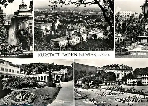 AK / Ansichtskarte Baden Wien Cafe Sacher Kurhaus Strandbad Kat. Baden