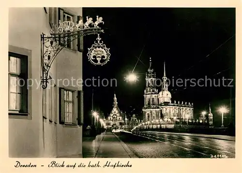 AK / Ansichtskarte Dresden Hofkirche Nachtaufnahme Kat. Dresden Elbe