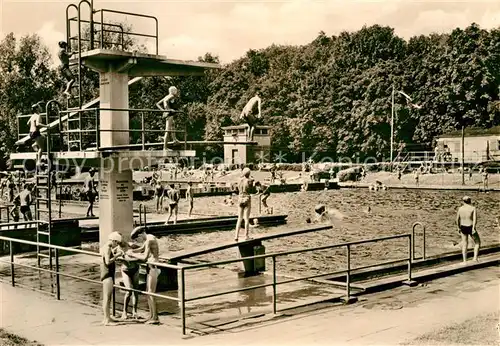 AK / Ansichtskarte Riesa Sachsen Freibad Sprungturm Schwimmbad Kat. Riesa