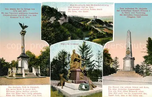 AK / Ansichtskarte Bad Koesen Kriegerdenkmal Rudelsburg Burg Saaleck Bismarckdenkmal Kaiser Wilhelm Denkmal Kat. Bad Koesen