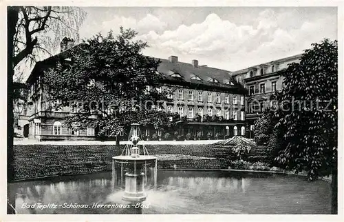 AK / Ansichtskarte Bad Teplitz Schoenau Sudetenland Herrenhaus Bad Teich Brunnen Kat. Teplice