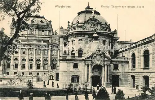 AK / Ansichtskarte Wiesbaden Theater mit neuem Foyer Kat. Wiesbaden
