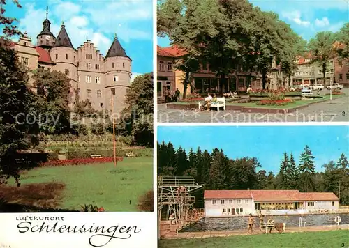AK / Ansichtskarte Schleusingen Schloss Bertholdsburg Markt Schwimmbad  Kat. Schleusingen