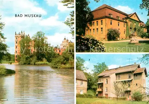 AK / Ansichtskarte Bad Muskau Oberlausitz Schlossruine Moorbad Turmvilla  Kat. Bad Muskau