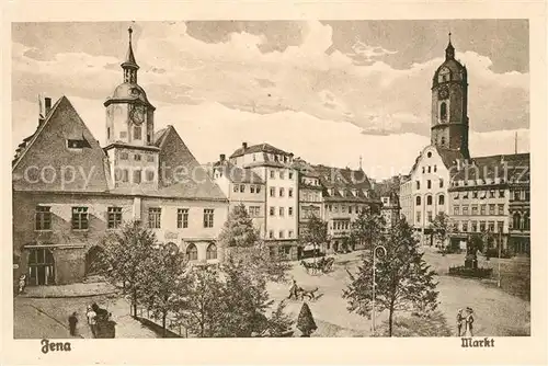 AK / Ansichtskarte Jena Thueringen Markt Denkmal Kirche