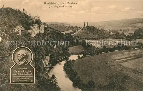 AK / Ansichtskarte Rudelsburg Panorama mit Burg Saaleck Saale Kugler Portrait Kat. Bad Koesen