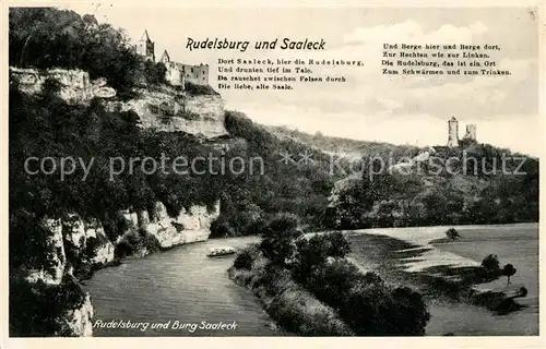 AK / Ansichtskarte Rudelsburg Panorama mit Burg Saaleck Saale Kat. Bad Koesen