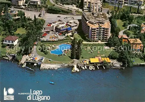 AK / Ansichtskarte Bissone Lago di Lugano Fliegeraufnahme Albergo Lago di Lugano Kat. Bissone