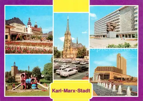 AK / Ansichtskarte Karl Marx Stadt Kuechwaldpark Theaterplatz Karl Marx Monument Haus Staatsorgane Kat. Chemnitz