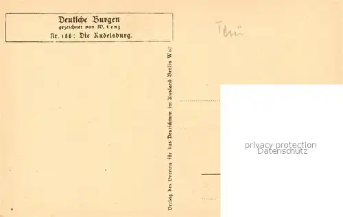 AK / Ansichtskarte Rudelsburg Hoehenburg an der Saale W. Lenz Kuenstlerkarte Serie Deutsche Burgen Nr 188 Kat. Bad Koesen