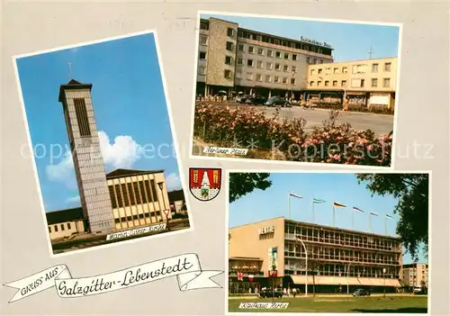 AK / Ansichtskarte Lebenstedt Salzgitter Martin Luther Kirche Berliner Platz Kaufhaus Hertie