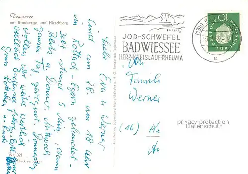 AK / Ansichtskarte Tegernsee mit Blauberge und Hirschberg Kat. Tegernsee