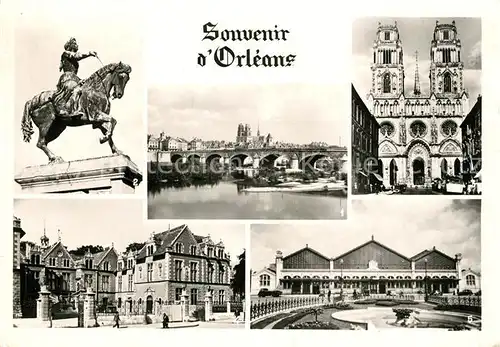 AK / Ansichtskarte Orleans Loiret Statue de Jeanne dArc Cathedrale Ste Croix Hotel de Ville La Gare et Place Albert Ier Kat. Orleans