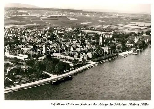 AK / Ansichtskarte Eltville Rhein Fliegeraufnahme mit den Anlagen der Sektkellerei Matheus Mueller Kat. Eltville am Rhein