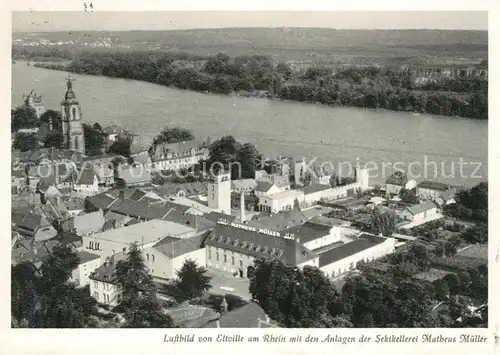 AK / Ansichtskarte Eltville Rhein Fliegeraufnahme mit den Anlagen der Sektkellerei Matheus Mueller Kat. Eltville am Rhein