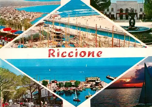 AK / Ansichtskarte Riccione Strand Hafen Brunnen Panorama