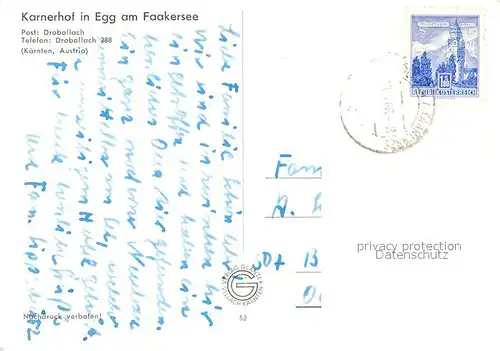 AK / Ansichtskarte Egg Faakersee Karnerhof Bildstock Schwimmbad Kat. Villach Kaernten