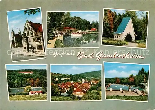 AK / Ansichtskarte Bad Gandersheim Abteigiebel Seeterrassen Brunnenhaus Osterbergsee Schanze Freibad Kat. Bad Gandersheim