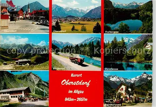 AK / Ansichtskarte Oberstdorf mit Freibergsee Nebelhorn Birgsautal Christlessee Oytal Spielmannsau Kat. Oberstdorf