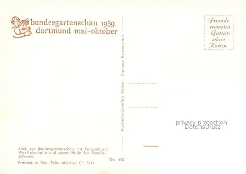 AK / Ansichtskarte Dortmund BUGA 1959 Kat. Dortmund