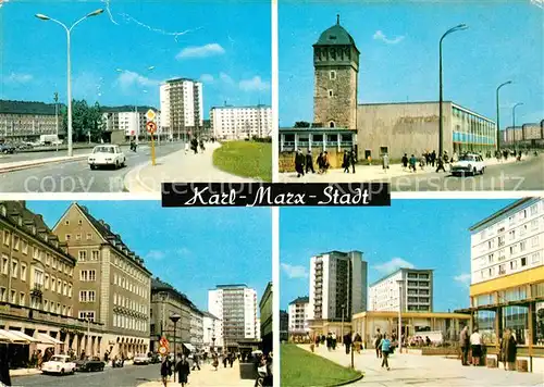 AK / Ansichtskarte Karl Marx Stadt Ernst Thaelmann Strasse Roter Turm Innere Klosterstrasse Kat. Chemnitz