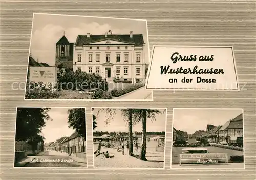 AK / Ansichtskarte Wusterhausen Dosse Rathaus Karl Liebknecht Strasse Roter Platz Kat. Wusterhausen Dosse