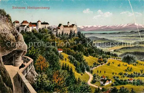 AK / Ansichtskarte Heiligenberg Baden Schloss Blick zum Bodensee Alpenkette Kat. Heiligenberg