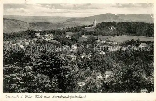AK / Ansichtskarte Eisenach Thueringen Panorama Blick zum Burschenschaftsdenkmal Kat. Eisenach