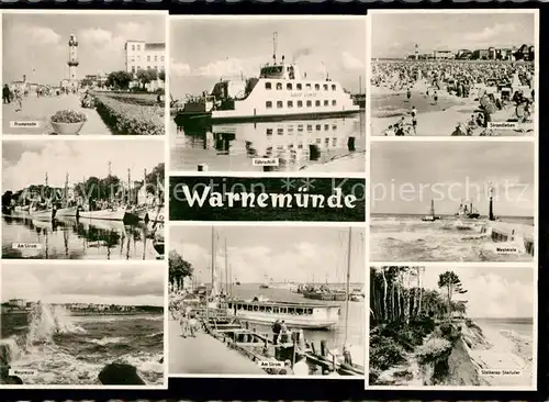 AK / Ansichtskarte Warnemuende Ostseebad Promenade Strandleben Faehrschiff  Kat. Rostock