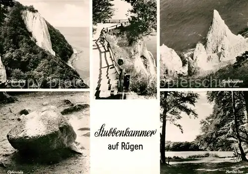 AK / Ansichtskarte Stubbenkammer Ruegen Koenigsstuhl Teufelsgarten Opferstein Hertha See Kat. Sassnitz