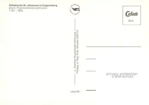 AK / Ansichtskarte Cappenberg Fliegeraufnahme Stiftskirche Johannes Kat. Selm