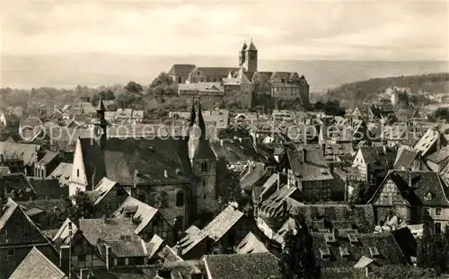 AK / Ansichtskarte Quedlinburg Stadtblick mit Schloss Kat. Quedlinburg