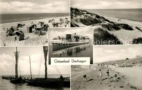 AK / Ansichtskarte Dierhagen Ostseebad Strandpartien Fahrgastschiff Bootsanlegestelle Kat. Dierhagen Ostseebad